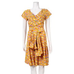 Vintage Chloe Silk Sun Dress with Front Scarf Tie