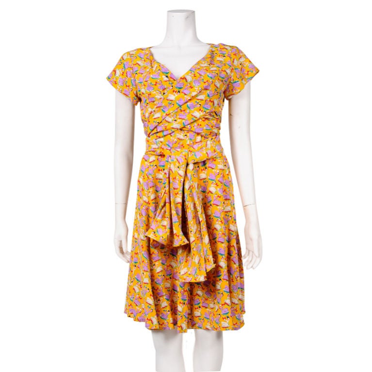 Chloe Silk Sun Dress with Front Scarf Tie