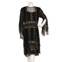 Vintage Zandra Rhodes Dress Black Chiffon Dress