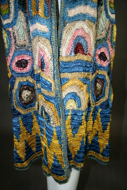 1920s Multi Colored Austrian Crochet Coat 5