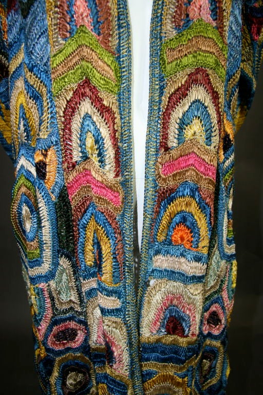 1920s Multi Colored Austrian Crochet Coat 4
