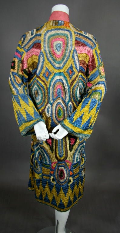 Gray 1920s Multi Colored Austrian Crochet Coat