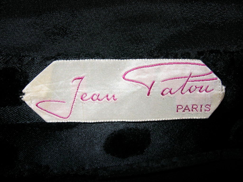 Patou 1930s Black Satin and Velvet Gown with Train 1