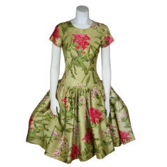 Traina Norell 1950s Floral  Dress