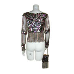 Retro AZZARO Knit and Chainmail Cardigan with Matching Purse.