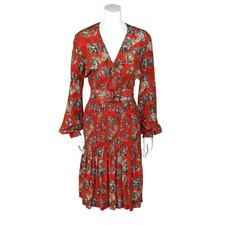 Gaultier Red Dress with Boudoir Print at 1stdibs
