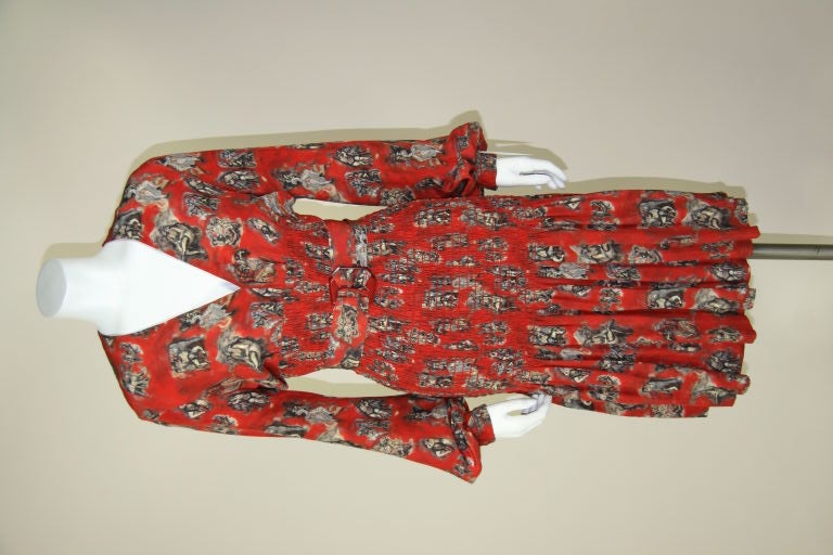 Gaultier Red Dress with Boudoir Print