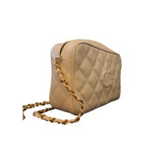 Chanel Beige Chain Caviar Leather Bag
