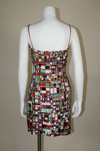 Todd Oldham multi colored sequined/beaded cocktail dress 4