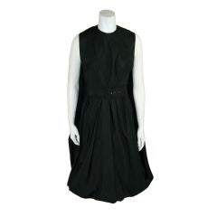 Vintage Pauline Trigere Black Cocktail Dress with Waterfall Outerdress