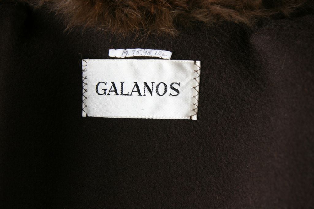 Galanos 3 Piece Cream and Brown Check Suit with Fox Fur Collar 7