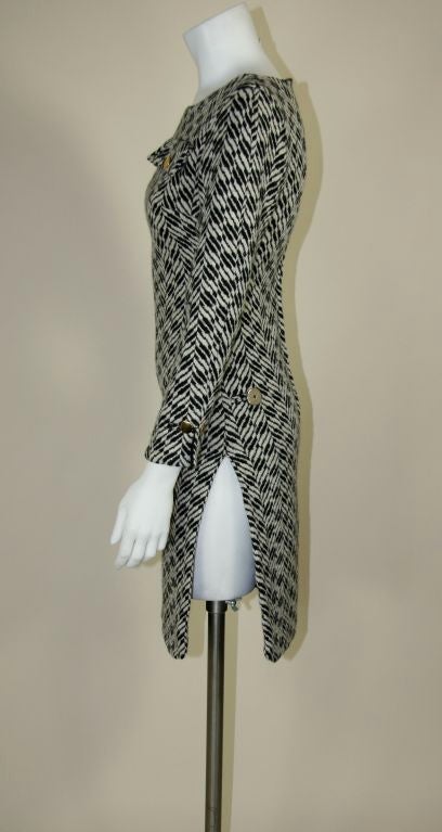 Mary Quant 1960s Mod Winter Dress with Brass Buttons In Excellent Condition In Los Angeles, CA