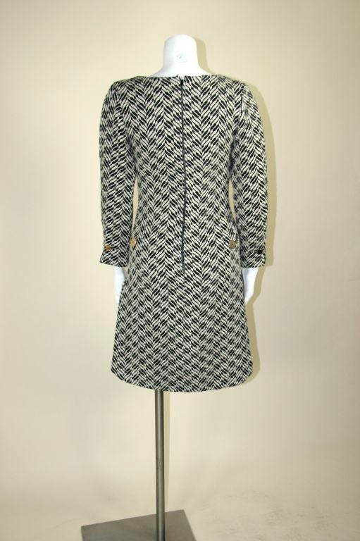 Women's Mary Quant 1960s Mod Winter Dress with Brass Buttons