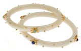 Vintage Pair of Ivory and Gold Bangle Bracelets