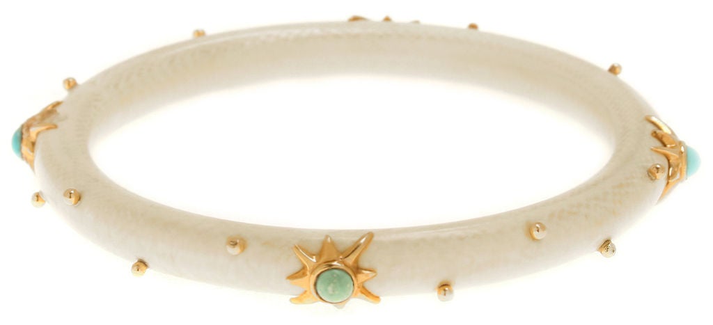 Women's Pair of Ivory and Gold Bangle Bracelets