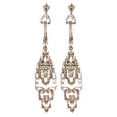 Antique Art Deco Marcasite and Sterling German Earrings