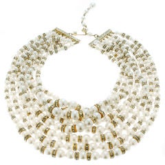 Faux Pearl and Rhinestone Rondelles Multi Srand Necklace