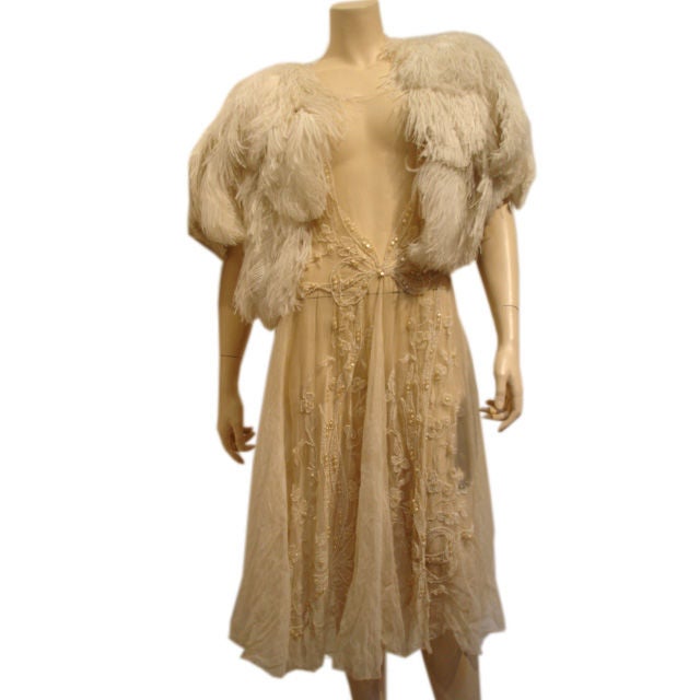 1930s Ostrich Feather Capelette at 1stdibs