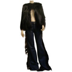 Vintage 1970s French Denim with Monkey Fur Trim