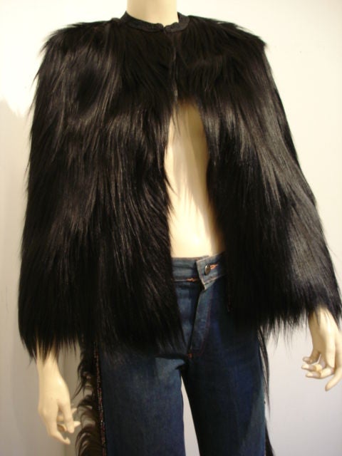 Women's 1970s French Denim with Monkey Fur Trim