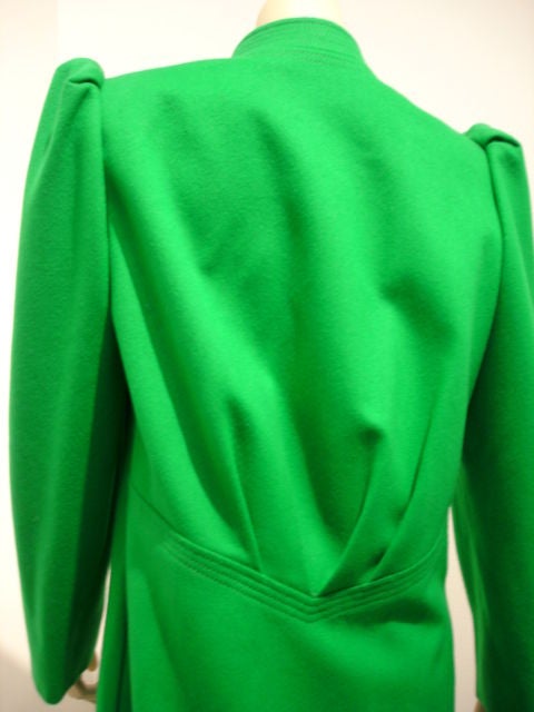 Women's 1980s Galanos Green Sculpted Wool Coat