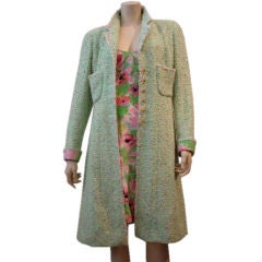 Chanel Floral Easter Tweed/Silk Dress Set