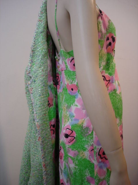 Chanel Floral Easter Tweed/Silk Dress Set 1