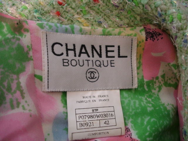 Chanel Floral Easter Tweed/Silk Dress Set 2