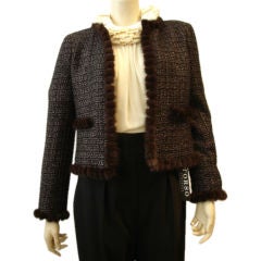 Chanel Mink Trim Tweed Iconic Jacket