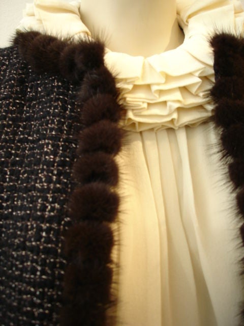 Chanel Mink Trim Tweed Iconic Jacket