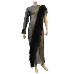 Retro 1980s Hanae Mori Sheer Ruffled Dress