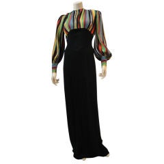 1940s Multicolor Balloon Sleeve Gown