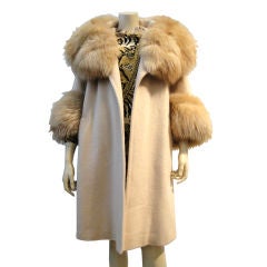 1950s Blond Fox Trimmed Cashmere Coat