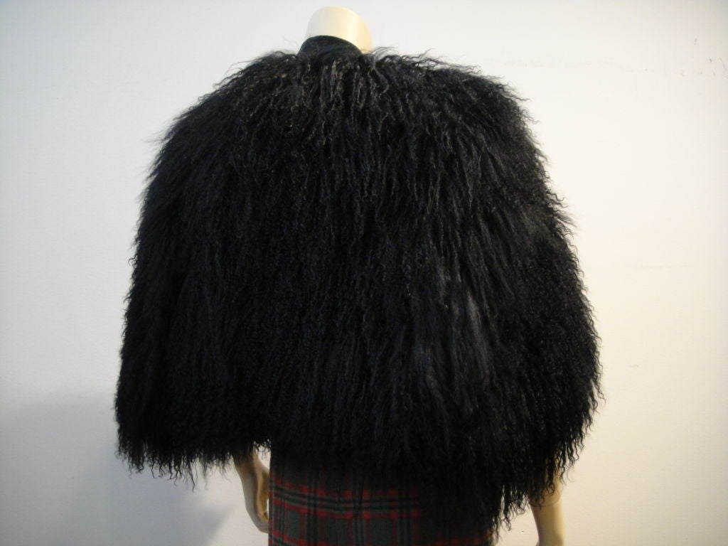 Women's Gucci Mongolian Fur Capelette and Plaid Wool Skirt