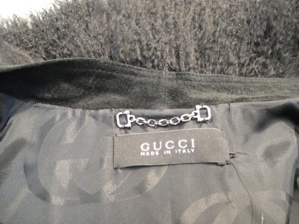 Gucci Mongolian Fur Capelette and Plaid Wool Skirt 3