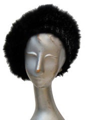 60's Christian Dior Angora Felt and Sequin Trimmed Black Beret