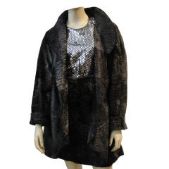 Galanos 80's Charcoal Broadtail Lamb  Swing Jacket and Skirt Set