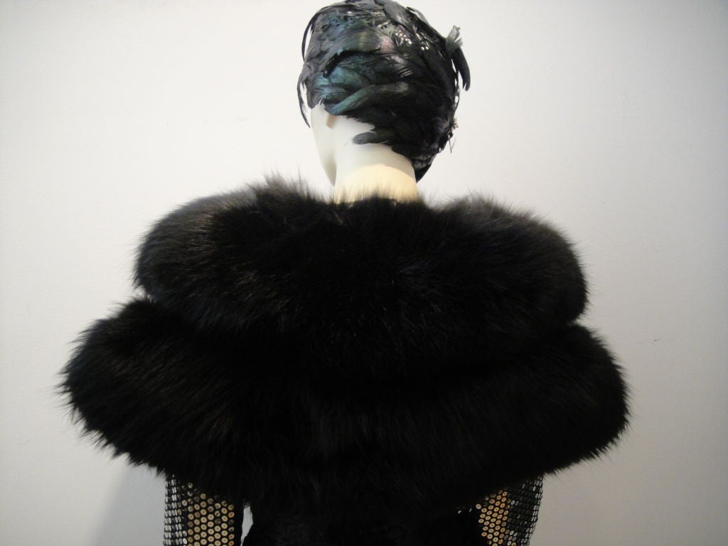 Jet Black Lustrous Fox Fur Stole