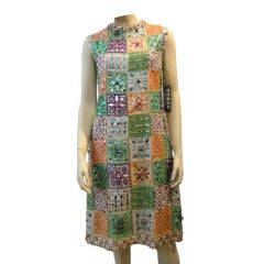 Extravagantly Beaded, Whimsical Malcolm Starr 60's Shift Dress
