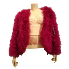 1980s I. Magnin Fuschia Marabou Jacket