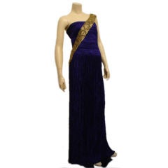 1980s Mary McFadden Purple Silk Pleated Gown 5