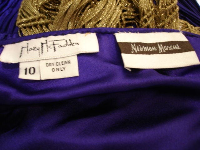 1980s Mary McFadden Purple Silk Pleated Gown 1