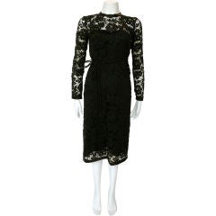 Retro YSL BLack Long Sleeve Lace Dress