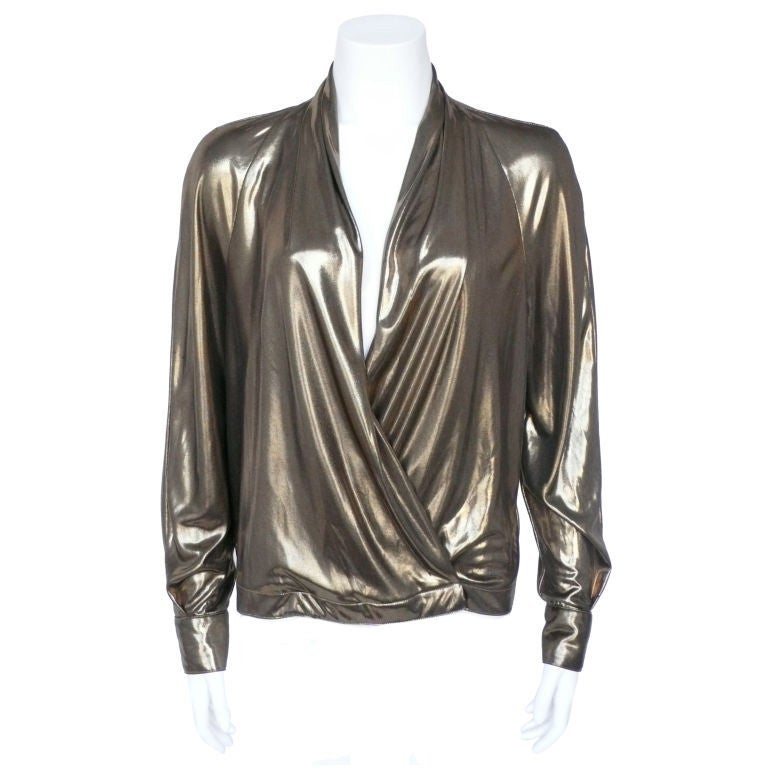 Karl Lagerfeld  80
s Bronze Metallic Blouse