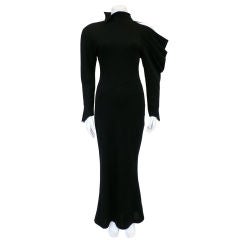 Claude Montana Architectural Wool Knit Jersey Dress
