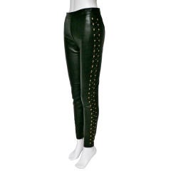 Versace High Wasted Leather Skinny Pants
