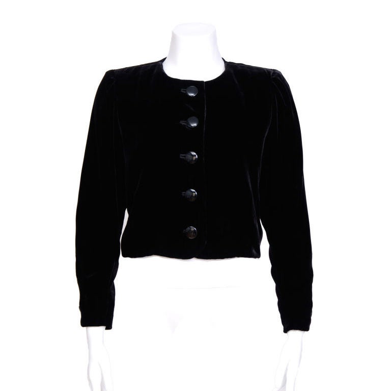 Yves Saint Laurent Rive Gauche Cropped Velvet Jacket For Sale