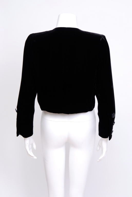 Yves Saint Laurent Rive Gauche Cropped Velvet Jacket For Sale 1