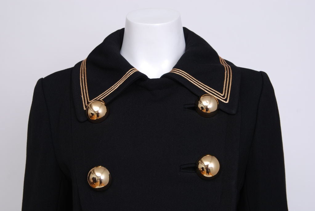 Wool Cloth Navy Coat with Gold Buttons 3