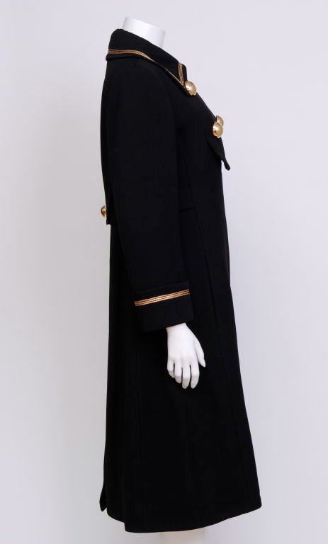 Wool Cloth Navy Coat with Gold Buttons 1